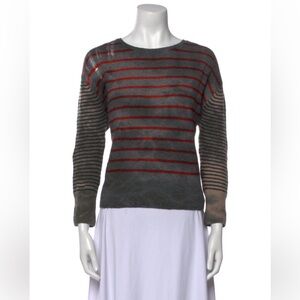 Raquel Allegra Cashmere Striped Gray and Red Sweater, tie dye